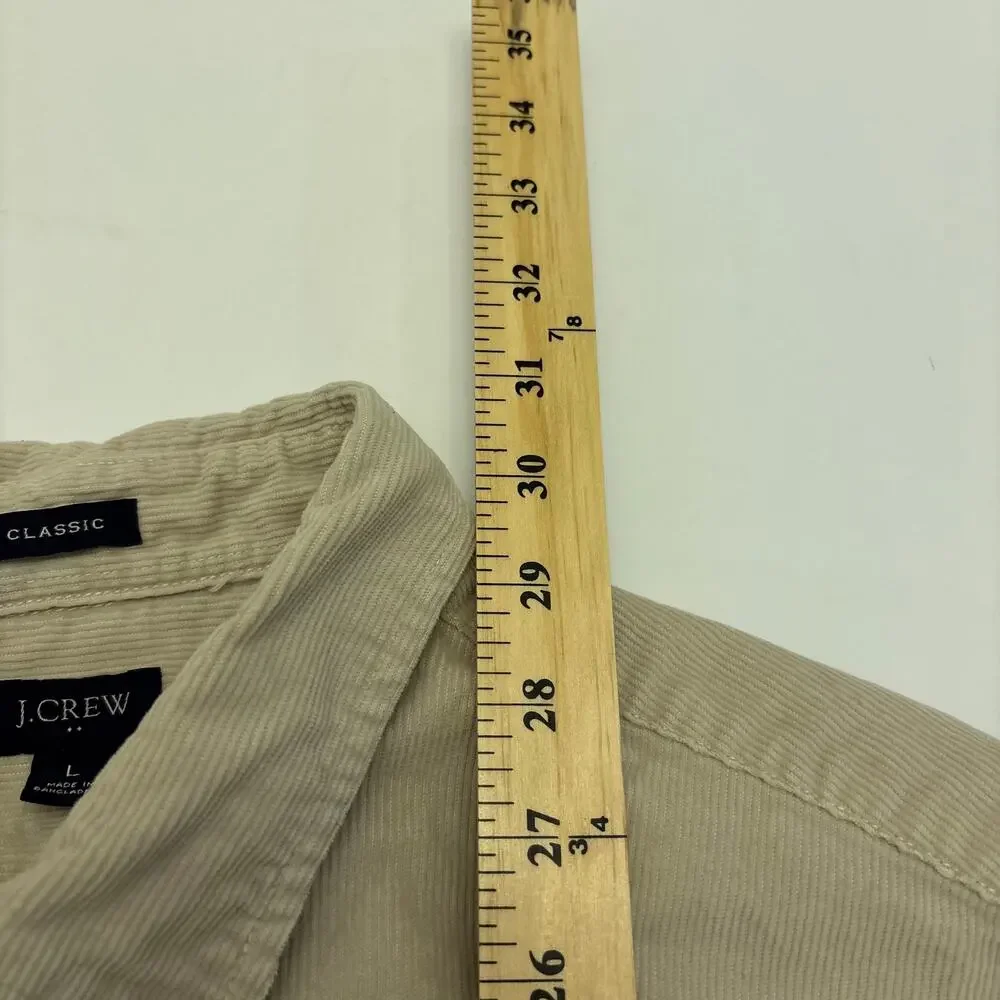 J.Crew Classic Men's Large Beige Corduroy Button Down Shirt Double Pocket